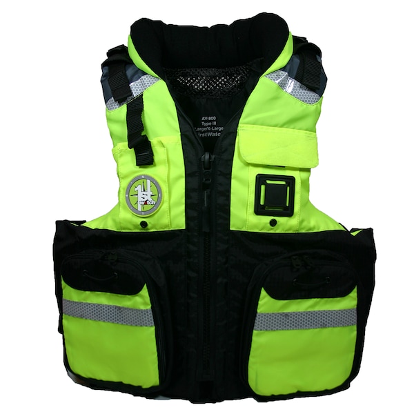 First Watch AV-800 Pro 4-Pocket Vest (USCG Type III) - Hi-Vis Yellow/B AV-800-HV-2XL-3XL - main